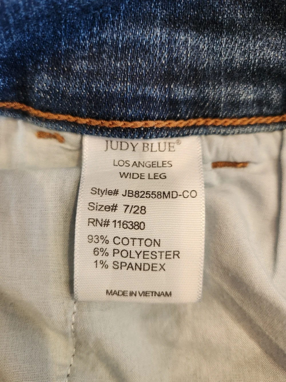 Judy Blue High Waist Double Button Wide Leg Jean Size 7/28 #JB82558MD-CO Stretch